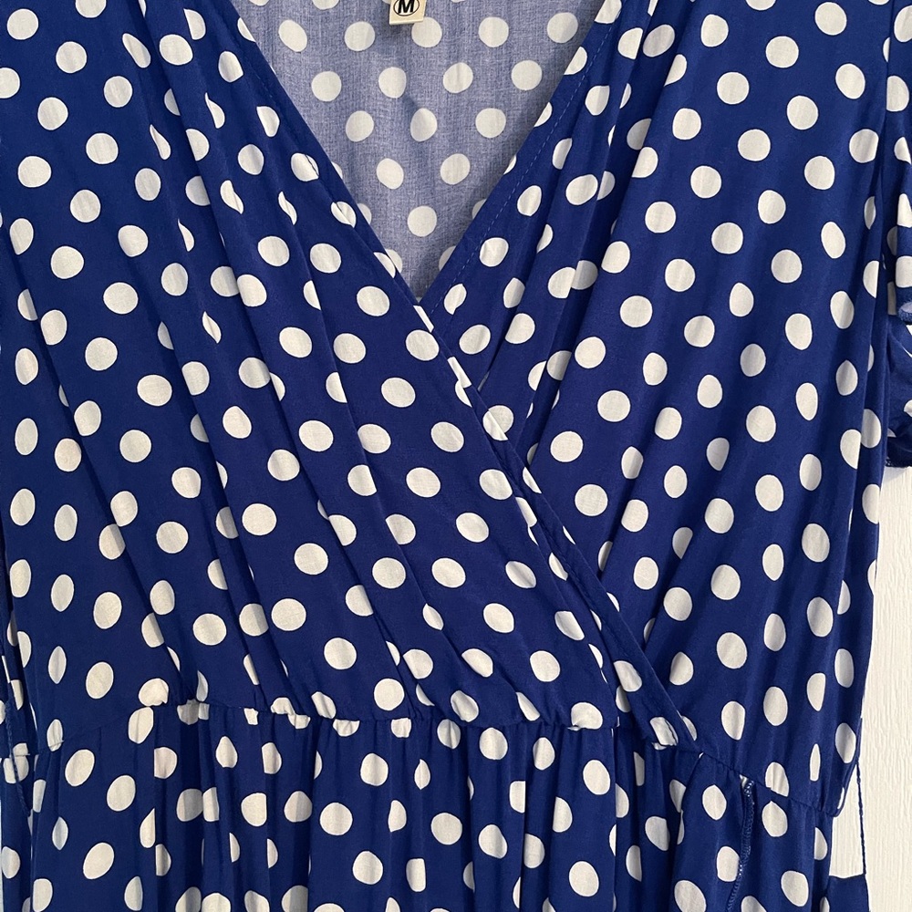 Super fun and cute blue dress with white polkadots - Picture 3 of 7